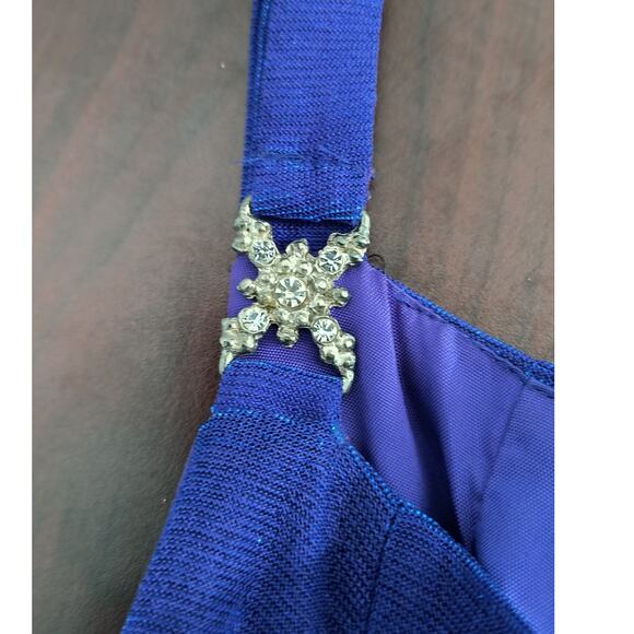 Vintage Y2K Betsy & Adam Formal Dress Women's Sz 10 Blue Sparkle Metallic Maxi - Picture 4 of 16